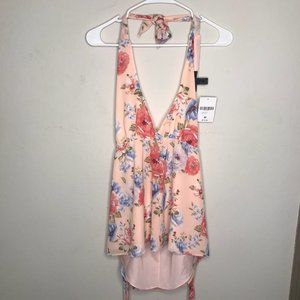NWT Forever 21 peach color floral print halter top